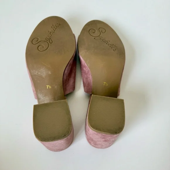 SEYCHELLES Dusty Rose Suede Leather Block Heel Mules—SZ. 7.5 - Picture 16 of 17